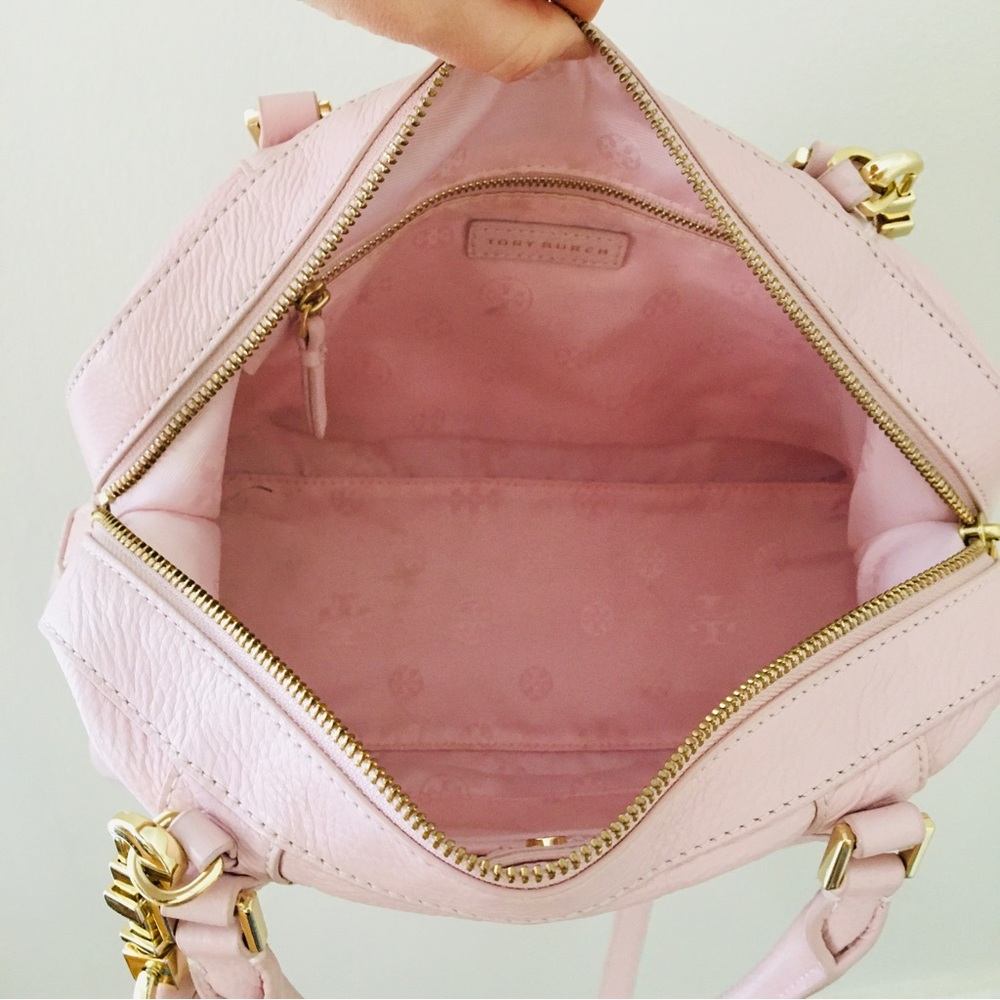 Tory Burch Landon Blush Pink Pebble Leather Satchel/Crossbody Bag - Picture 11 of 14